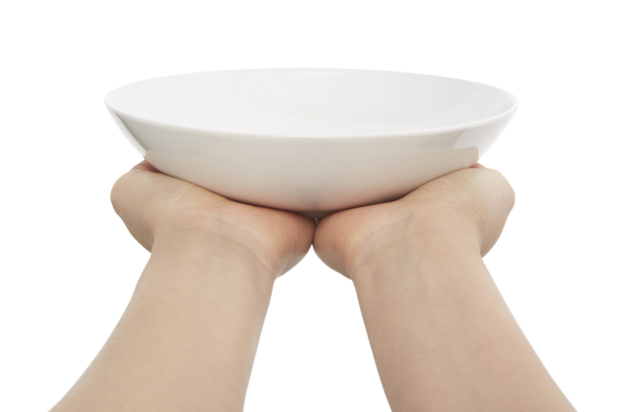 Hands holding an empty bowl